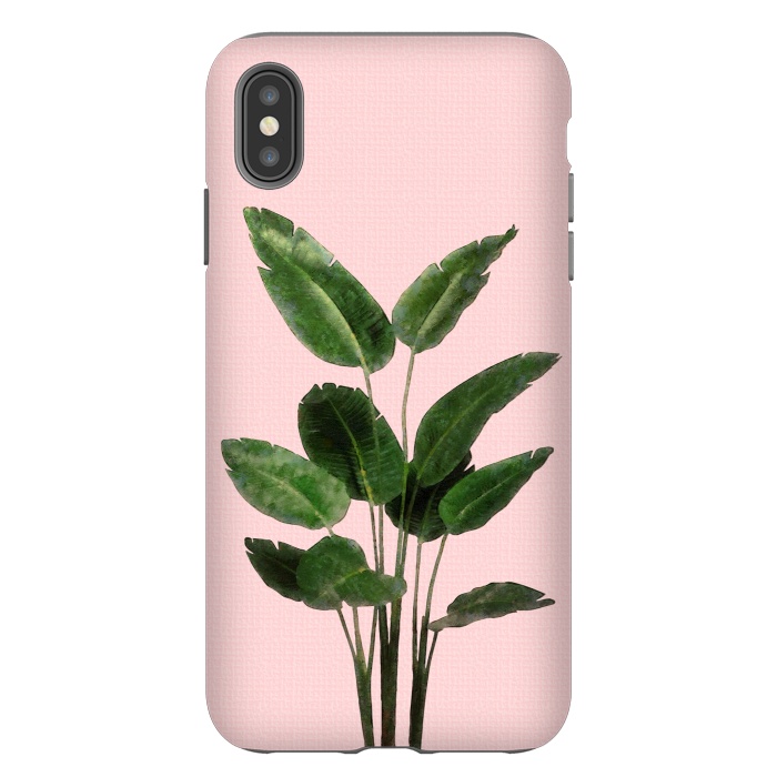 iPhone Xs Max StrongFit Bird of Paradise Plant on Pink by amini54