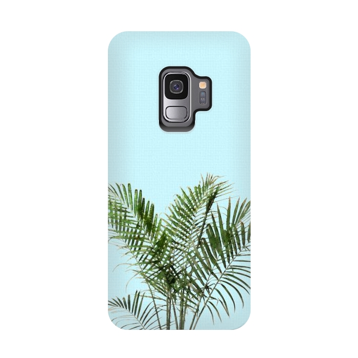 Galaxy S9 StrongFit  Palm Plant on Pastel Blue Wall by amini54