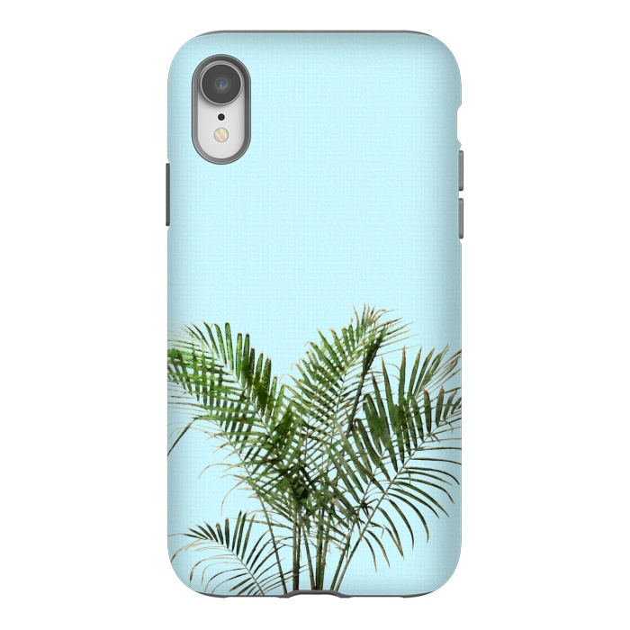 iPhone Xr StrongFit  Palm Plant on Pastel Blue Wall by amini54