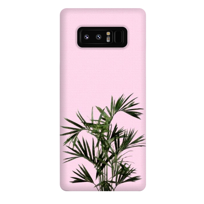 Galaxy Note 8 StrongFit Palm Plant on Pastel Pink Wall by amini54