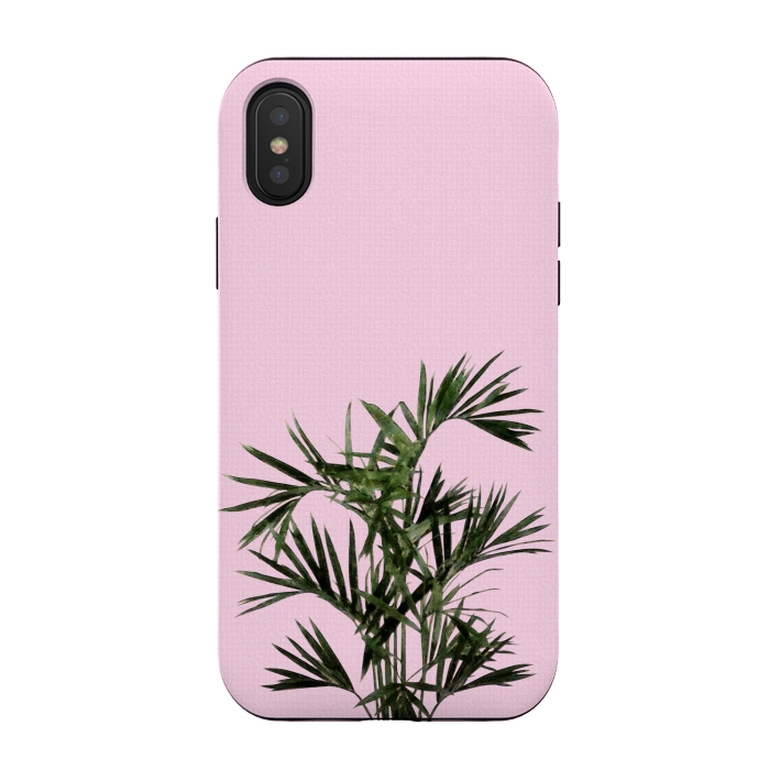 iPhone Xs / X StrongFit Palm Plant on Pastel Pink Wall by amini54