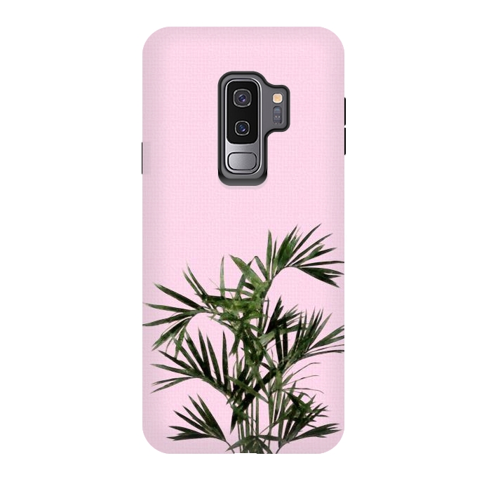 Galaxy S9 plus StrongFit Palm Plant on Pastel Pink Wall by amini54