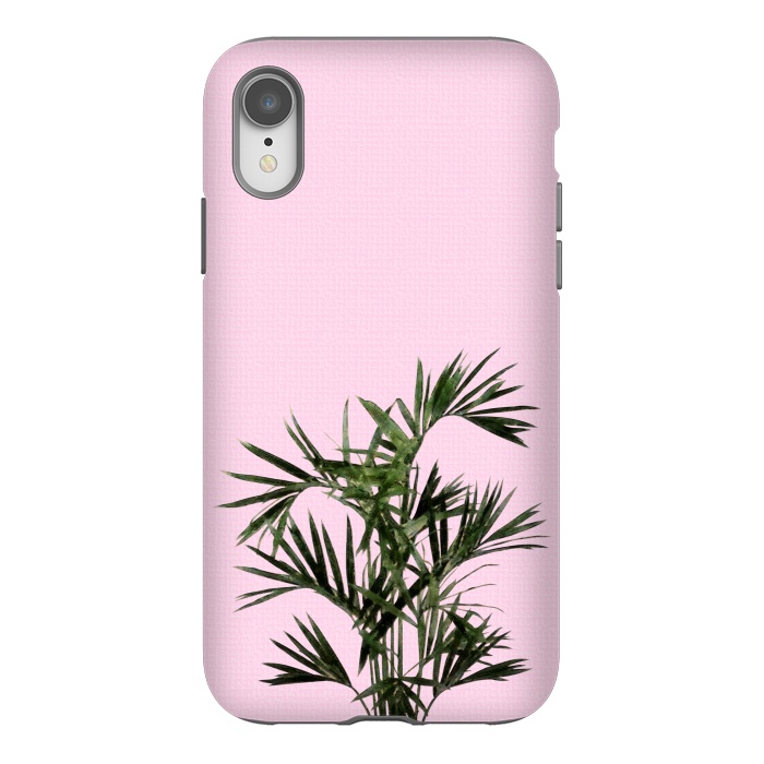 iPhone Xr StrongFit Palm Plant on Pastel Pink Wall by amini54