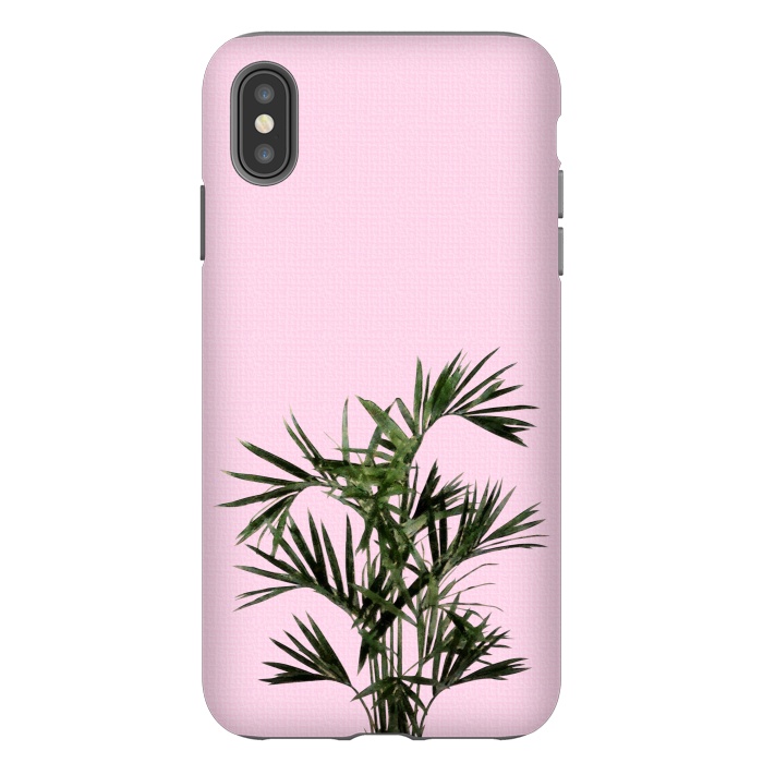 iPhone Xs Max StrongFit Palm Plant on Pastel Pink Wall by amini54