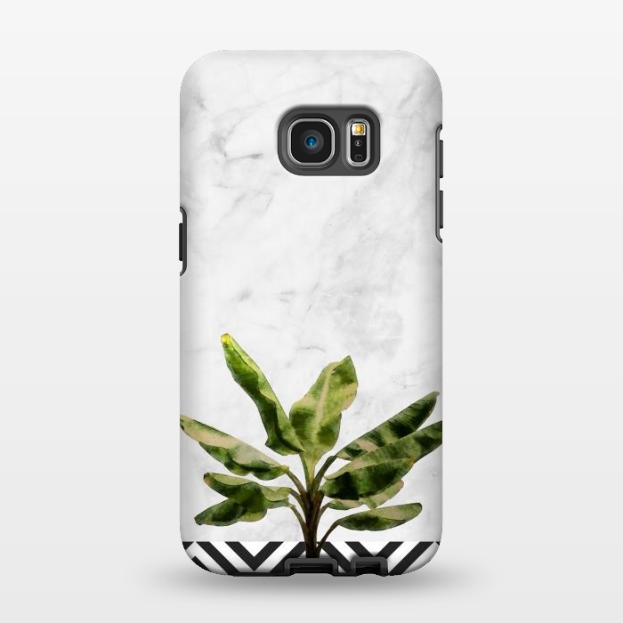 Galaxy S7 EDGE StrongFit Banana Plant on White Marble and Checker Wall by amini54