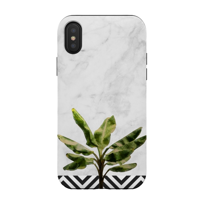 iPhone Xs / X StrongFit Banana Plant on White Marble and Checker Wall by amini54