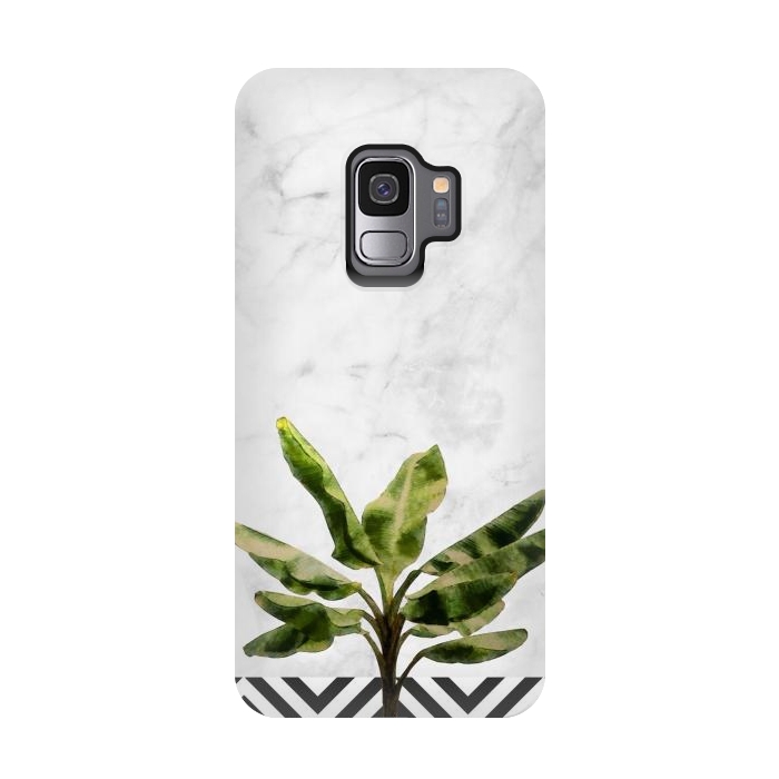 Galaxy S9 StrongFit Banana Plant on White Marble and Checker Wall by amini54