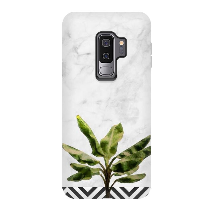 Galaxy S9 plus StrongFit Banana Plant on White Marble and Checker Wall by amini54