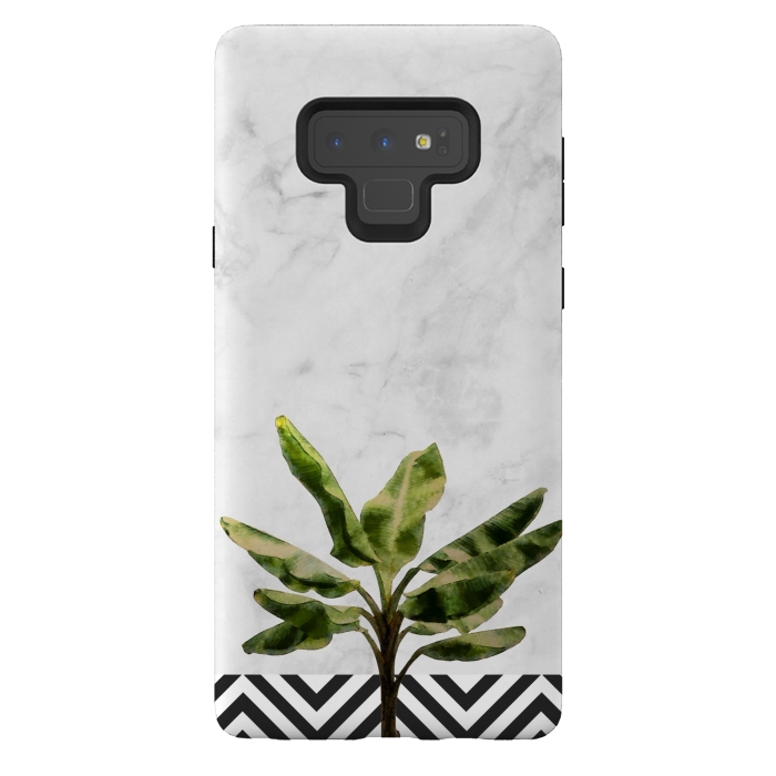 Galaxy Note 9 StrongFit Banana Plant on White Marble and Checker Wall by amini54