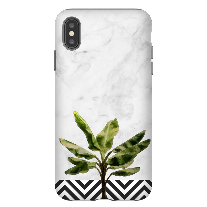 iPhone Xs Max StrongFit Banana Plant on White Marble and Checker Wall by amini54