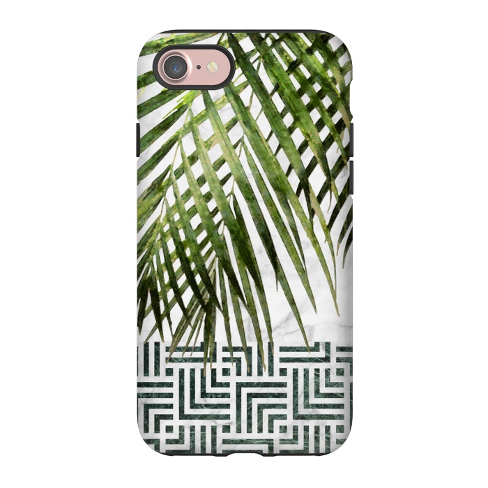 iPhone 7 StrongFit Palm Leaves on White Marble and Tiles by amini54
