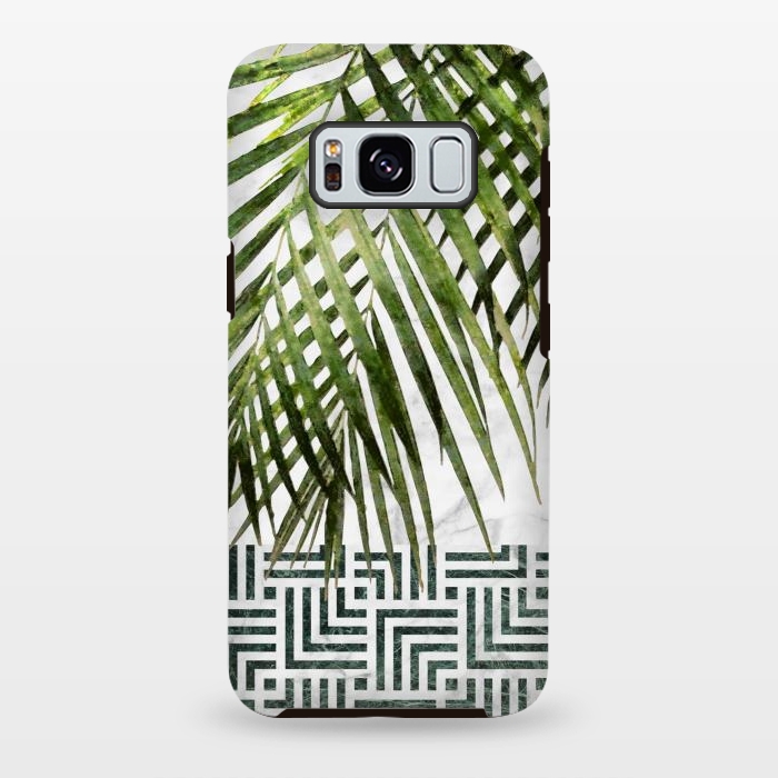 Galaxy S8 plus StrongFit Palm Leaves on White Marble and Tiles by amini54