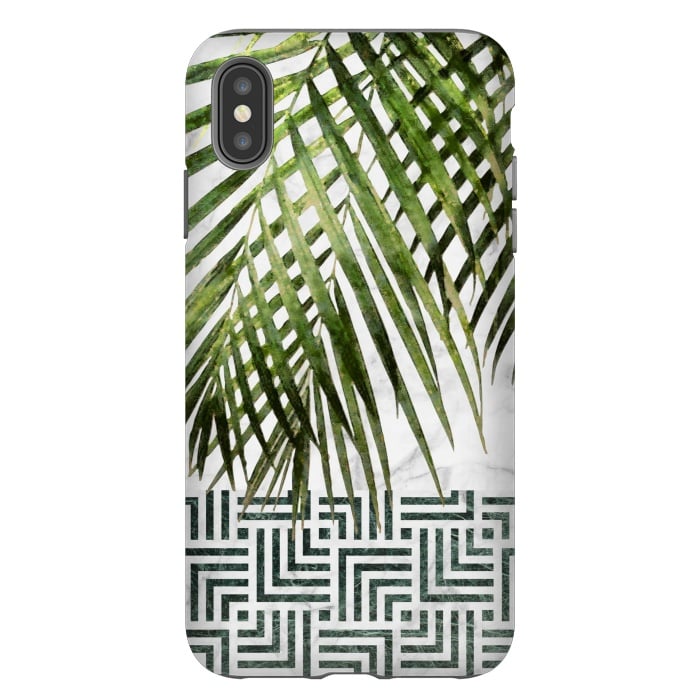 iPhone Xs Max StrongFit Palm Leaves on White Marble and Tiles by amini54