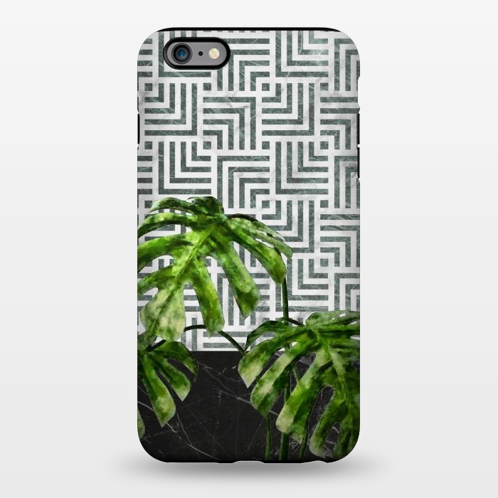 iPhone 6/6s plus StrongFit  Monstera Leaves on Black Marble and Tiles by amini54