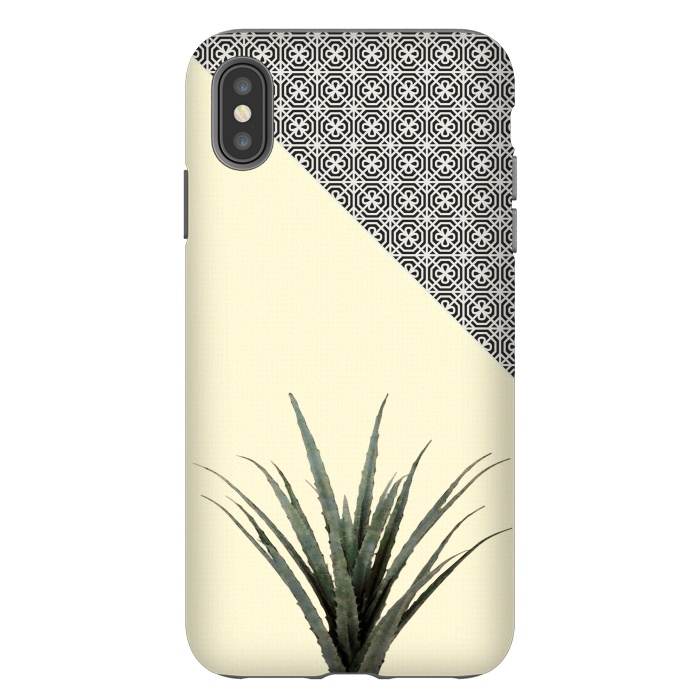 iPhone Xs Max StrongFit Dracaena Plant on Lemon and Lattice Pattern Wall by amini54
