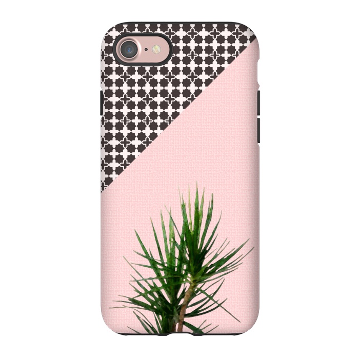 iPhone 7 StrongFit Dracaena Plant on Pink and Lattice Pattern Wall by amini54