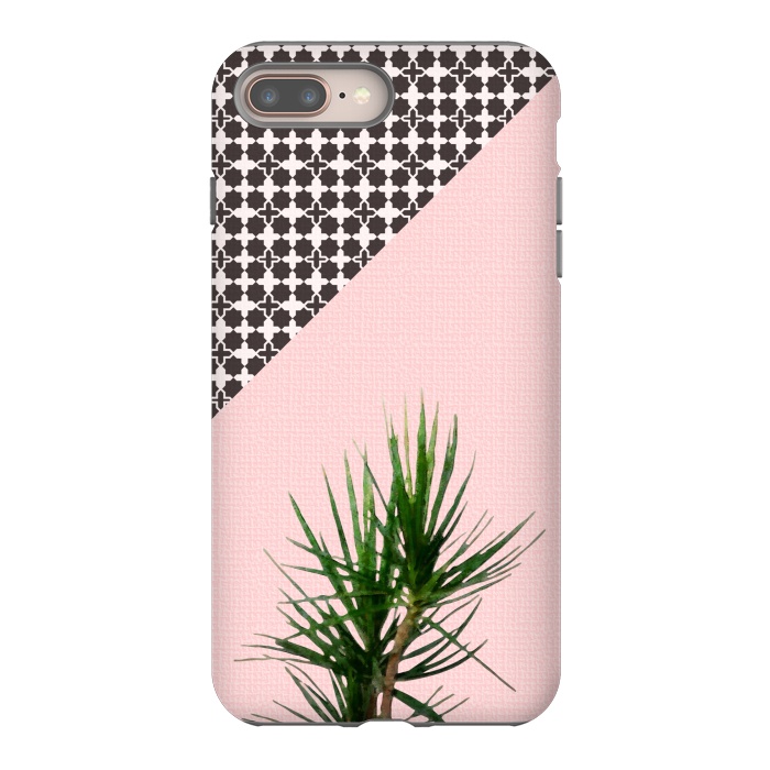 iPhone 7 plus StrongFit Dracaena Plant on Pink and Lattice Pattern Wall by amini54