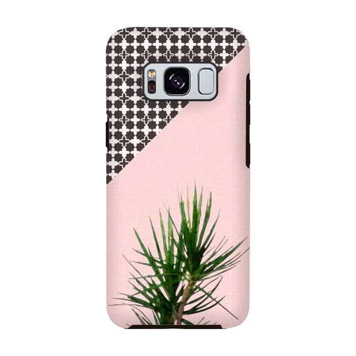 Galaxy S8 StrongFit Dracaena Plant on Pink and Lattice Pattern Wall by amini54