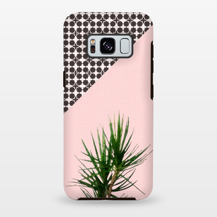Galaxy S8 plus StrongFit Dracaena Plant on Pink and Lattice Pattern Wall by amini54