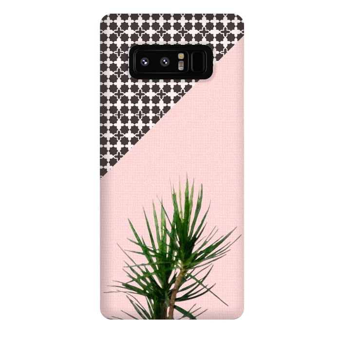 Galaxy Note 8 StrongFit Dracaena Plant on Pink and Lattice Pattern Wall by amini54