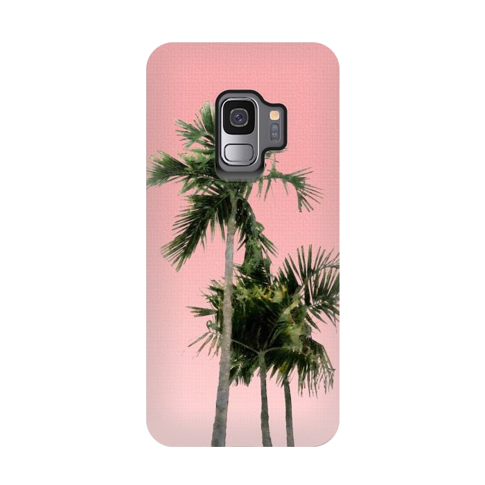 Galaxy S9 StrongFit Palm Trees on Pink by amini54