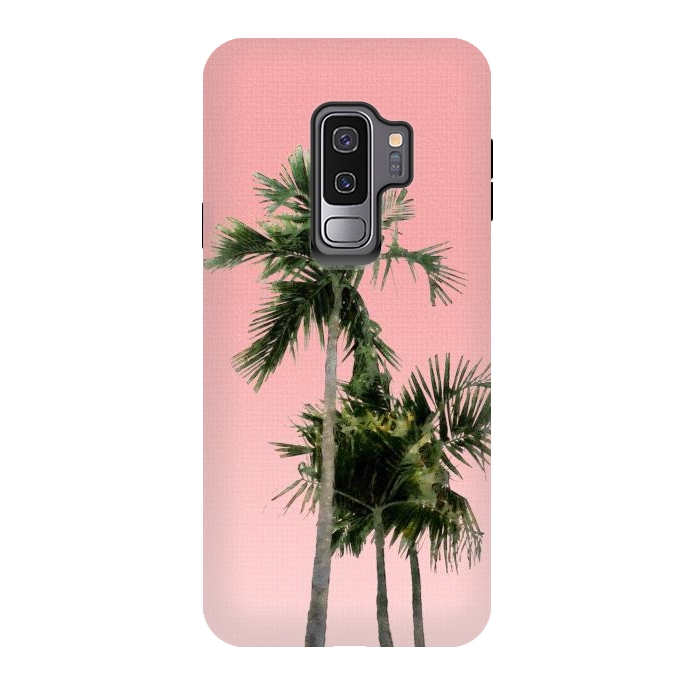 Galaxy S9 plus StrongFit Palm Trees on Pink by amini54