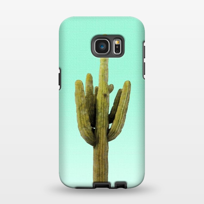 Galaxy S7 EDGE StrongFit  Cactus on Cyan Wall by amini54