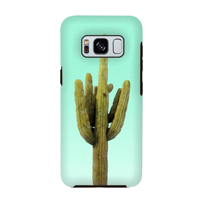 Galaxy S8 StrongFit  Cactus on Cyan Wall by amini54