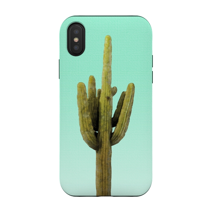 iPhone Xs / X StrongFit  Cactus on Cyan Wall by amini54