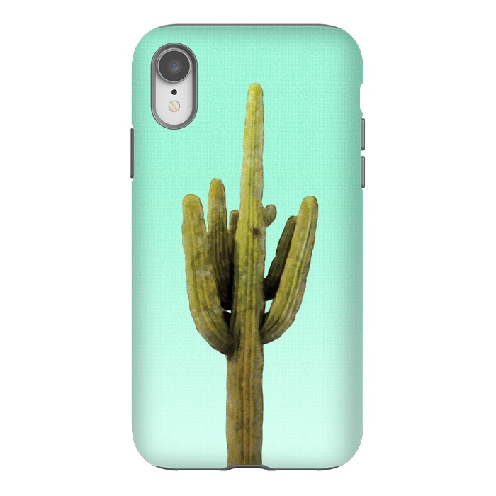 iPhone Xr StrongFit  Cactus on Cyan Wall by amini54