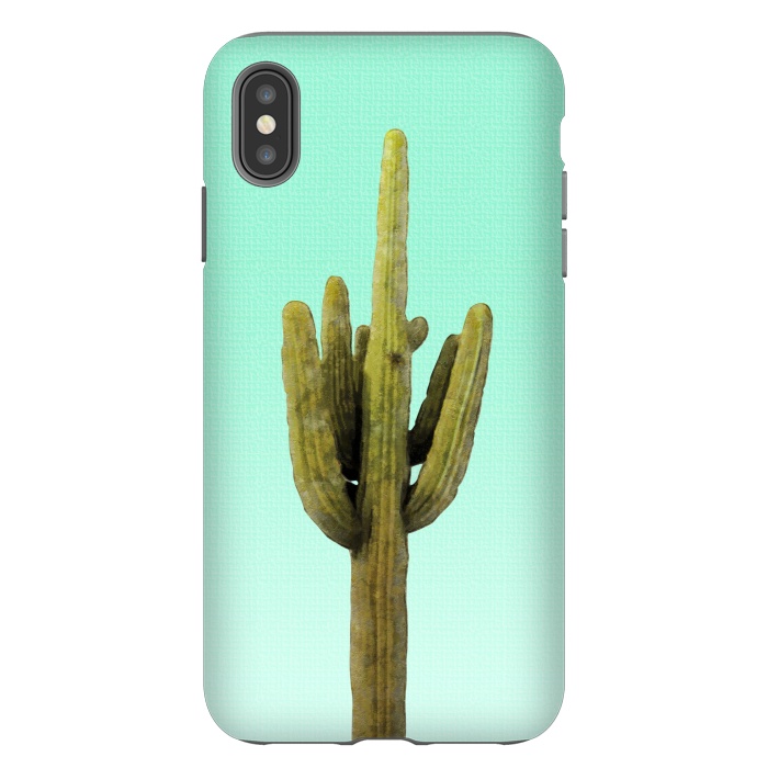 iPhone Xs Max StrongFit  Cactus on Cyan Wall by amini54