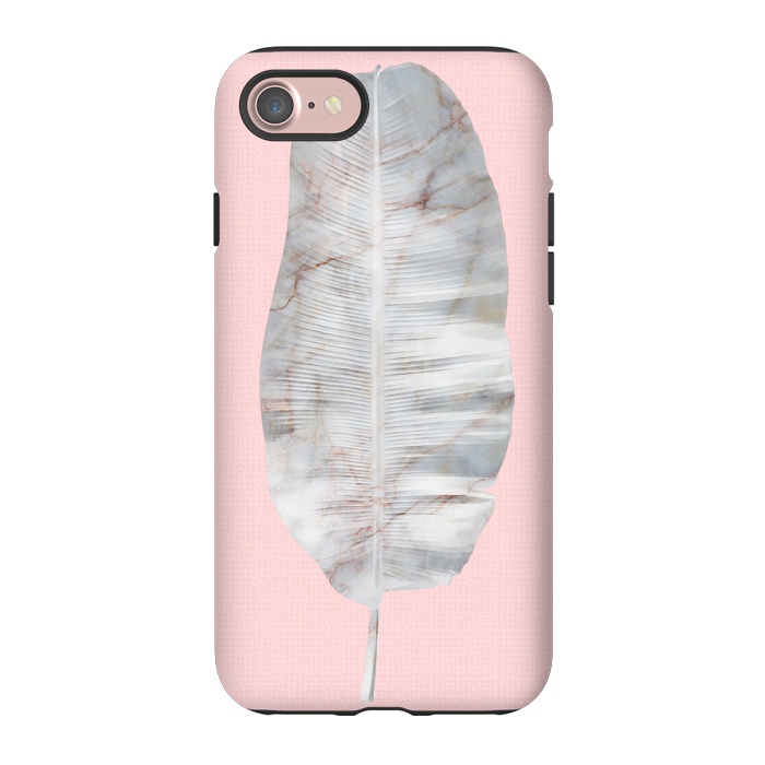 iPhone 7 StrongFit  White Marble Banana Leaf on Pink Wall by amini54