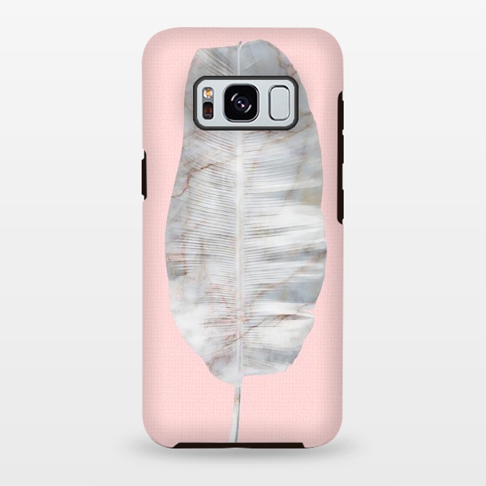 Galaxy S8 plus StrongFit  White Marble Banana Leaf on Pink Wall by amini54