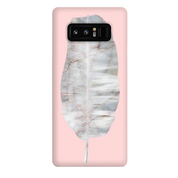 Galaxy Note 8 StrongFit  White Marble Banana Leaf on Pink Wall by amini54