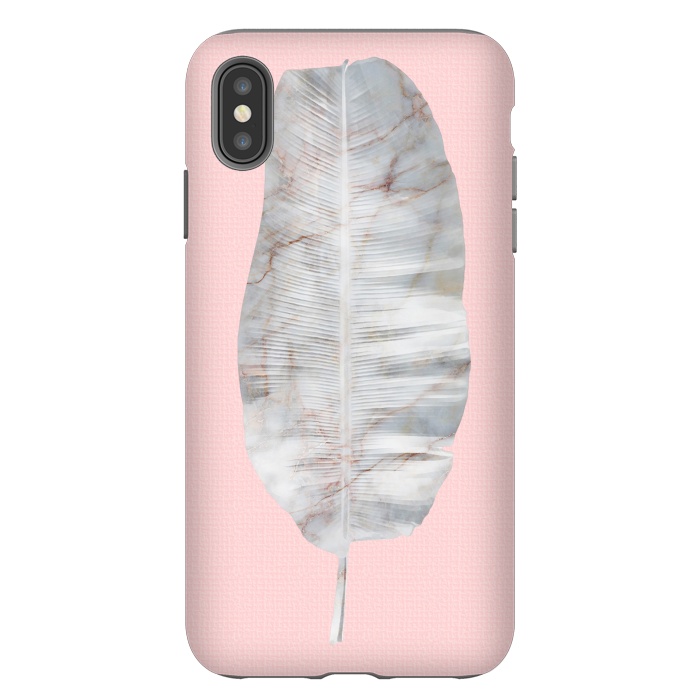 iPhone Xs Max StrongFit  White Marble Banana Leaf on Pink Wall by amini54