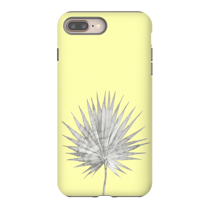 iPhone 7 plus StrongFit  White Marble Fan Palm Leaf on Yellow Wall by amini54