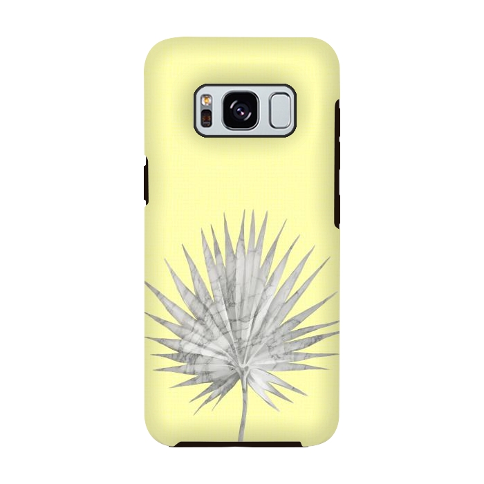 Galaxy S8 StrongFit  White Marble Fan Palm Leaf on Yellow Wall by amini54