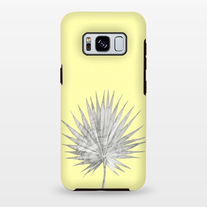 Galaxy S8 plus StrongFit  White Marble Fan Palm Leaf on Yellow Wall by amini54