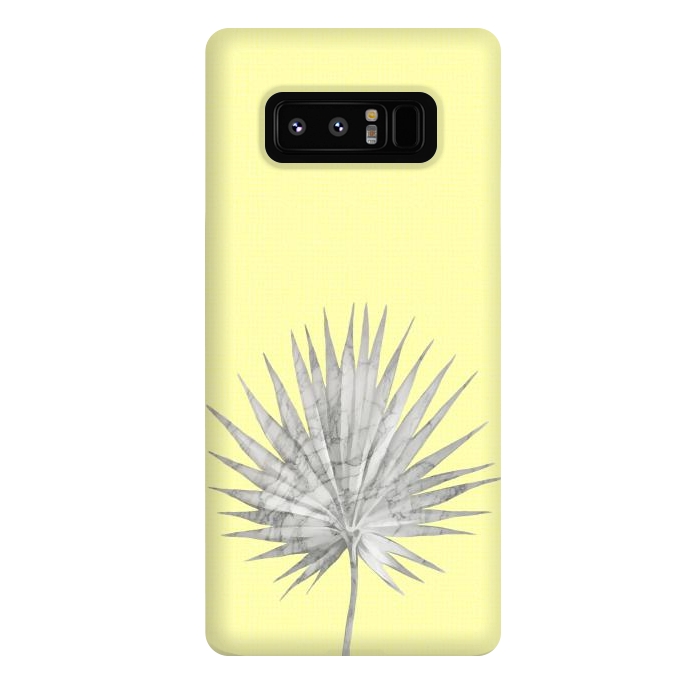 Galaxy Note 8 StrongFit  White Marble Fan Palm Leaf on Yellow Wall by amini54