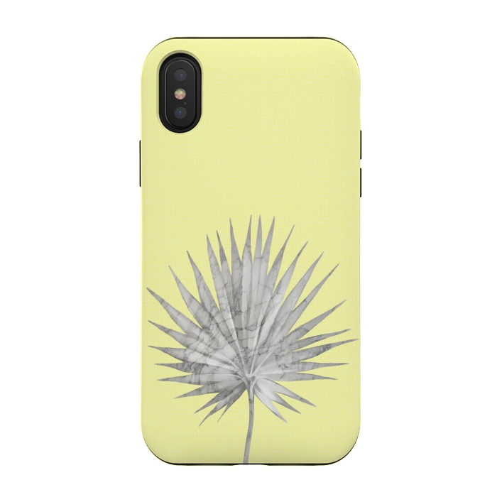 iPhone Xs / X StrongFit  White Marble Fan Palm Leaf on Yellow Wall by amini54