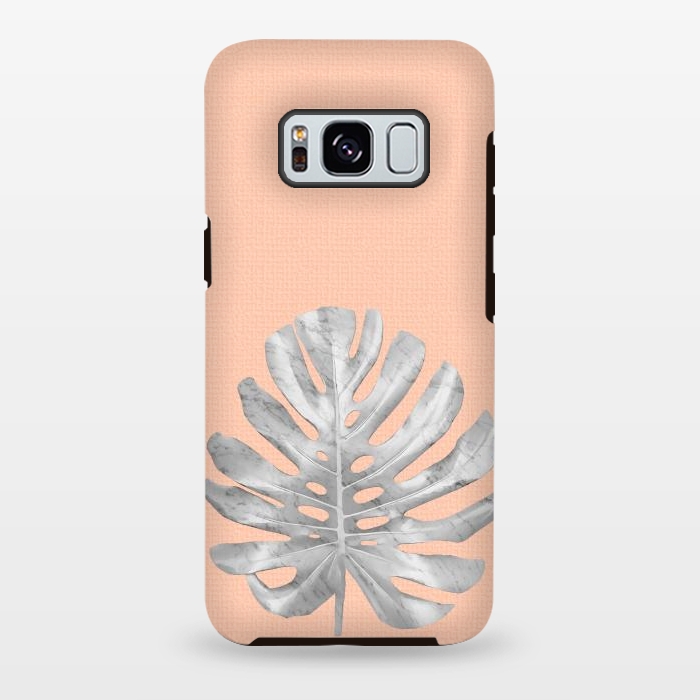 Galaxy S8 plus StrongFit White Marble Monstera on Peach Wall by amini54