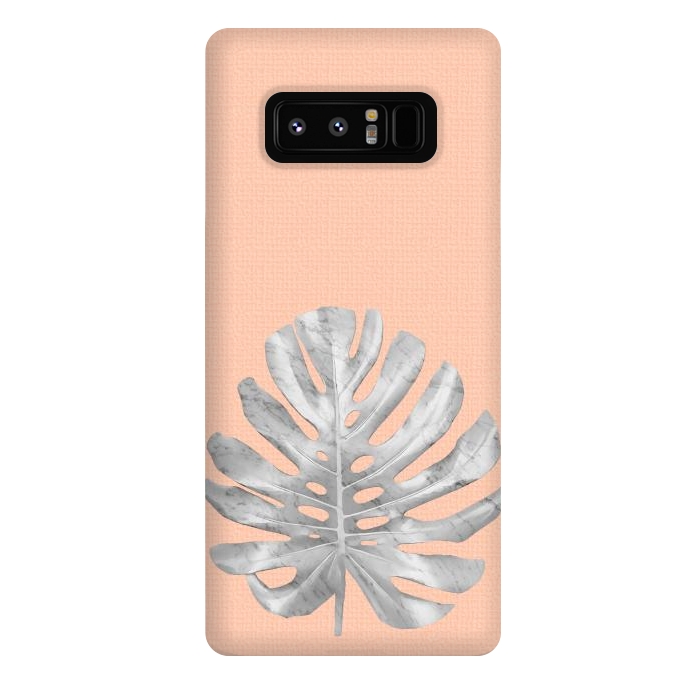 Galaxy Note 8 StrongFit White Marble Monstera on Peach Wall by amini54