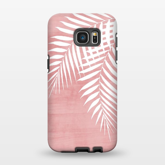 Galaxy S7 EDGE StrongFit  Palm Leaves on Pink by amini54