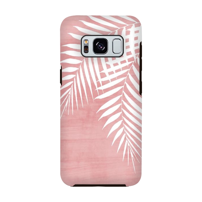 Galaxy S8 StrongFit  Palm Leaves on Pink by amini54