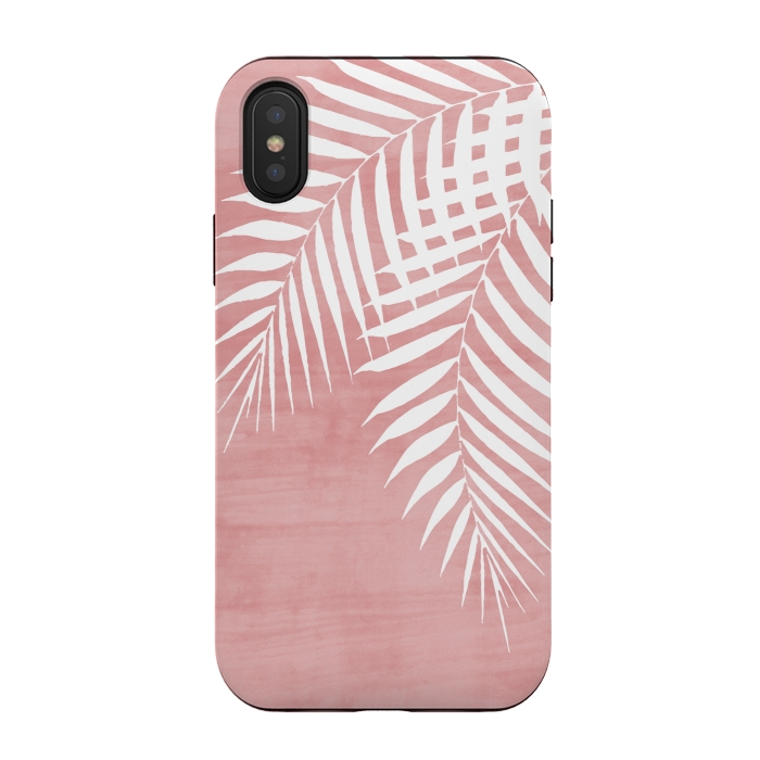 iPhone Xs / X StrongFit  Palm Leaves on Pink by amini54