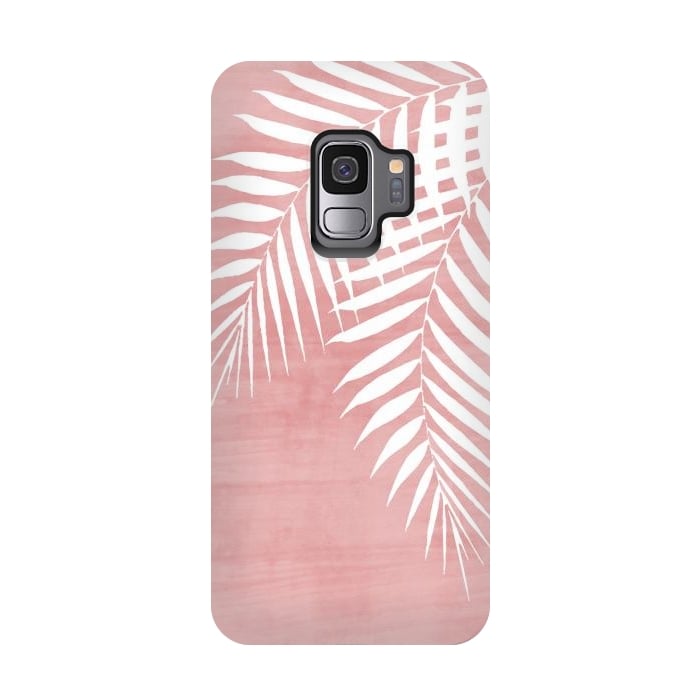 Galaxy S9 StrongFit  Palm Leaves on Pink by amini54