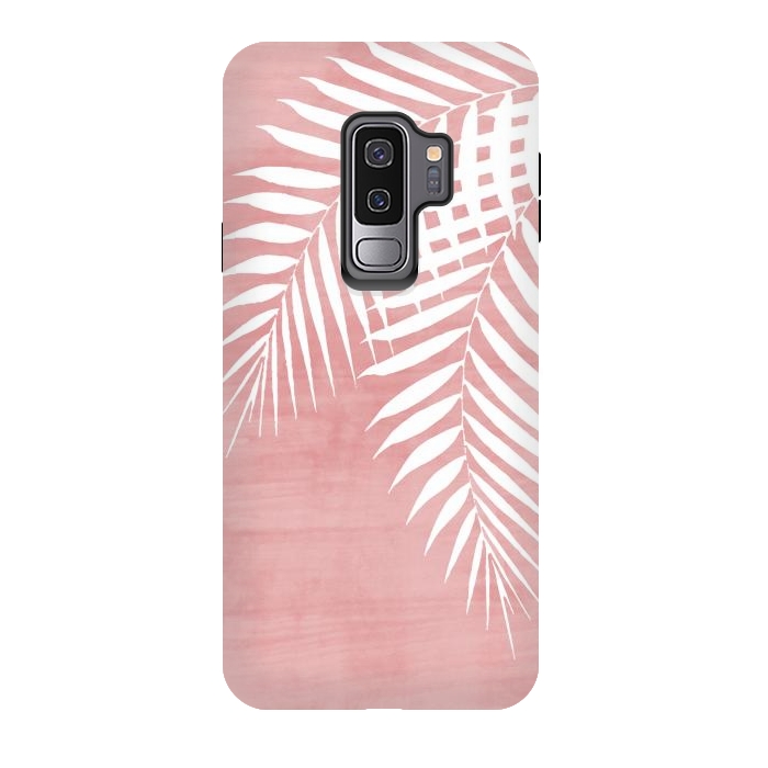 Galaxy S9 plus StrongFit  Palm Leaves on Pink by amini54