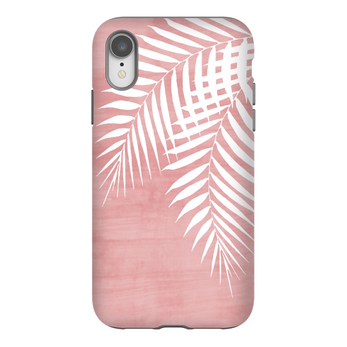iPhone Xr StrongFit  Palm Leaves on Pink by amini54