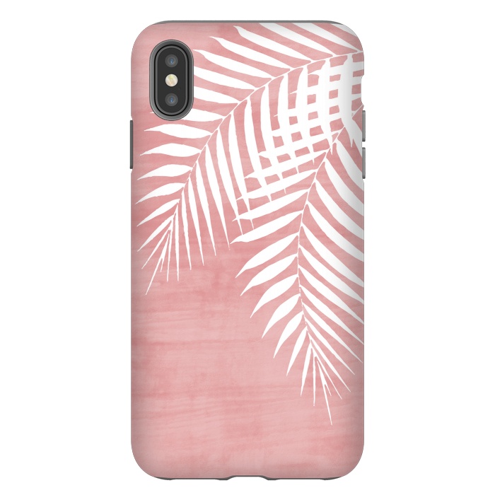 iPhone Xs Max StrongFit  Palm Leaves on Pink by amini54