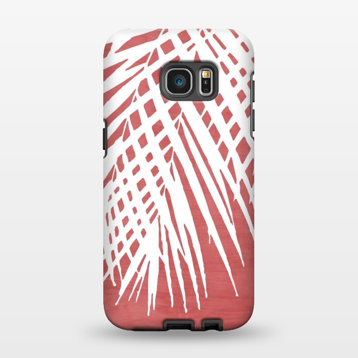 Galaxy S7 EDGE StrongFit  Palm Leaves on Red by amini54